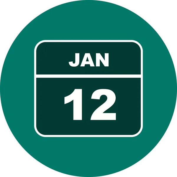 12 stycznia Data w kalendarzu jednodniowe — Zdjęcie stockowe