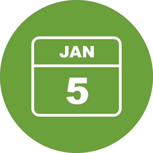 5 січня-дата одноденного календаря — стокове фото