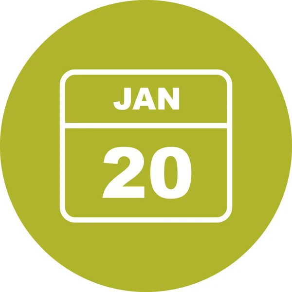 January 20th Date on a Single Day Calendar — Stock Photo, Image
