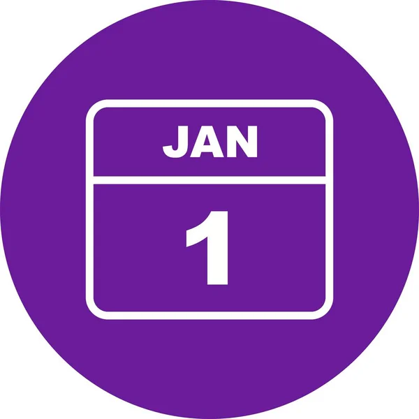 1 stycznia Data w kalendarzu jednodniowe — Zdjęcie stockowe