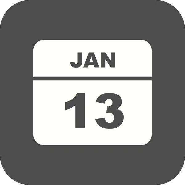 13 janvier Date sur un calendrier d'un seul jour — Photo