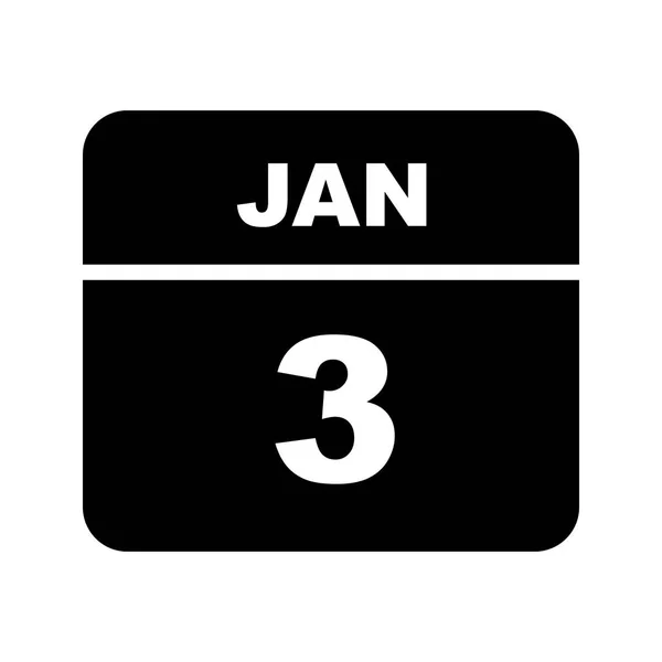 Den 3. ledna v kalendáři jednoho dne — Stock fotografie
