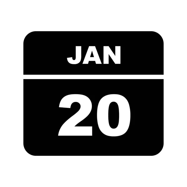 January 20th Date on a Single Day Calendar — Stock Photo, Image