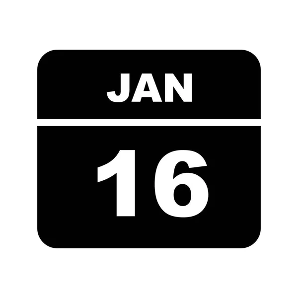 16 stycznia Data w kalendarzu jednodniowe — Zdjęcie stockowe