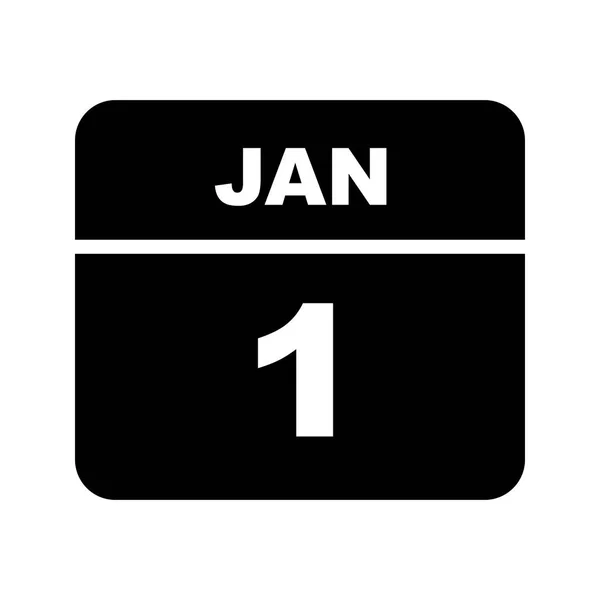 1 de enero Fecha en un calendario de un solo día — Foto de Stock