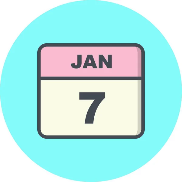 7 gennaio Data su un Calendario Unico Giorno — Foto Stock