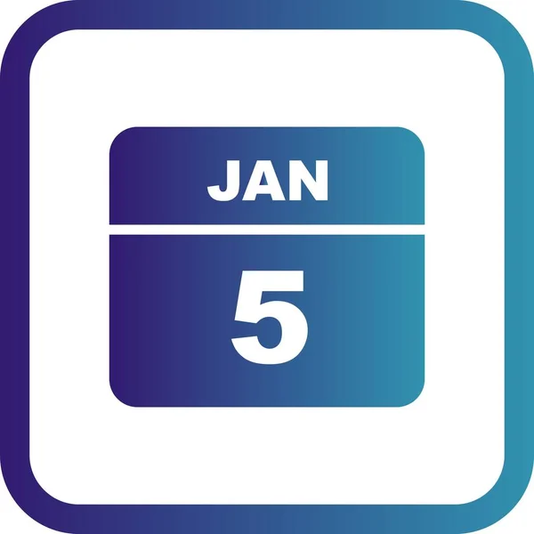 5th Ιανουαρίου ημερομηνία σε ημερολόγιο μίας ημέρας — Φωτογραφία Αρχείου