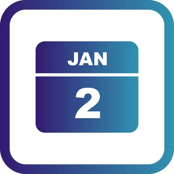 Datum 2. ledna v kalendáři jednoho dne — Stock fotografie