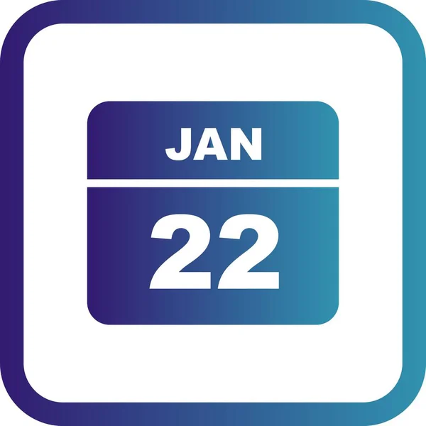 22 janvier Date sur un calendrier d'un seul jour — Photo