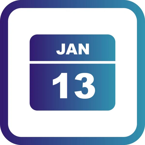 13 stycznia Data w kalendarzu jednodniowe — Zdjęcie stockowe