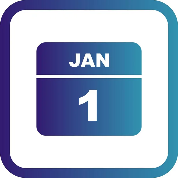 Datum 1. ledna v kalendáři jednoho dne — Stock fotografie
