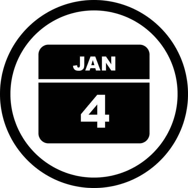 4 de enero Fecha en un calendario de un solo día — Foto de Stock