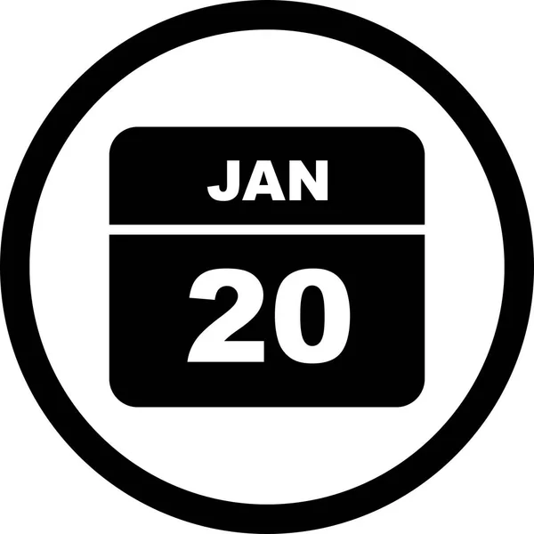 20 stycznia Data w kalendarzu jednodniowe — Zdjęcie stockowe