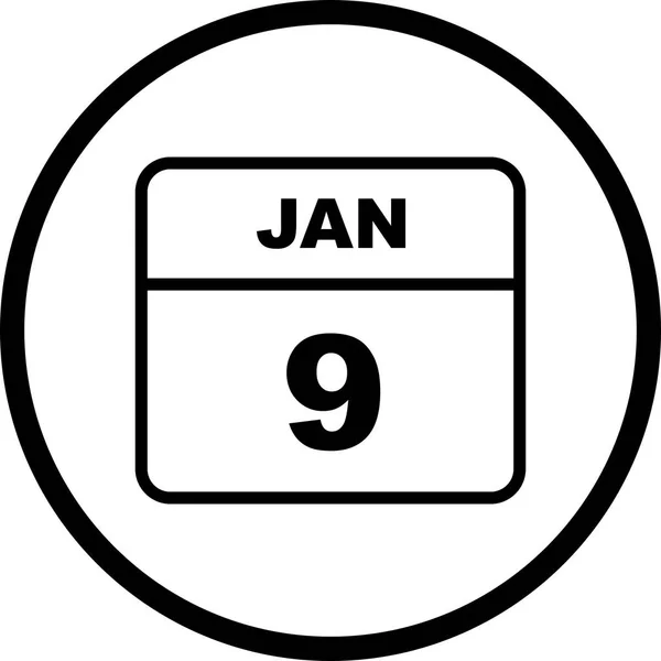 9 stycznia Data w kalendarzu jednodniowe — Zdjęcie stockowe