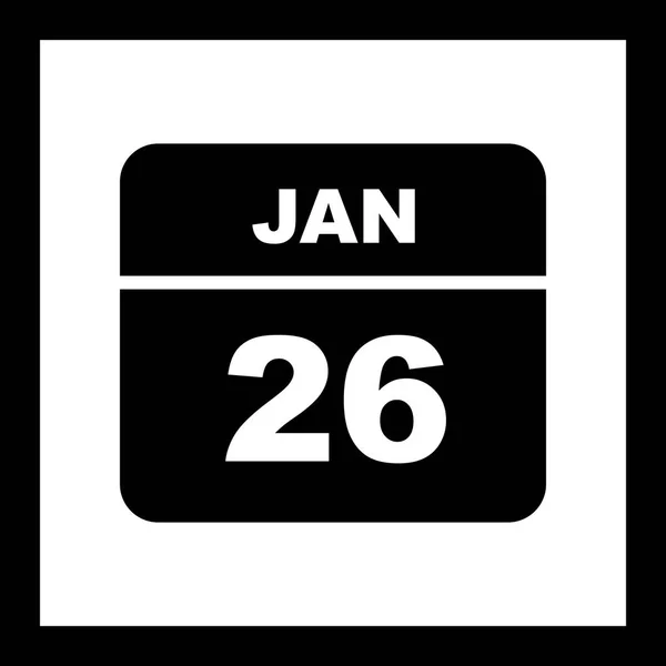 26. Januar Datum an einem einzigen Tag Kalender — Stockfoto