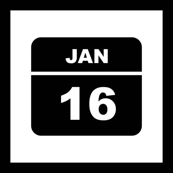 16 Ιανουαρίου ημερομηνία σε ένα ημερολόγιο ημέρας — Φωτογραφία Αρχείου