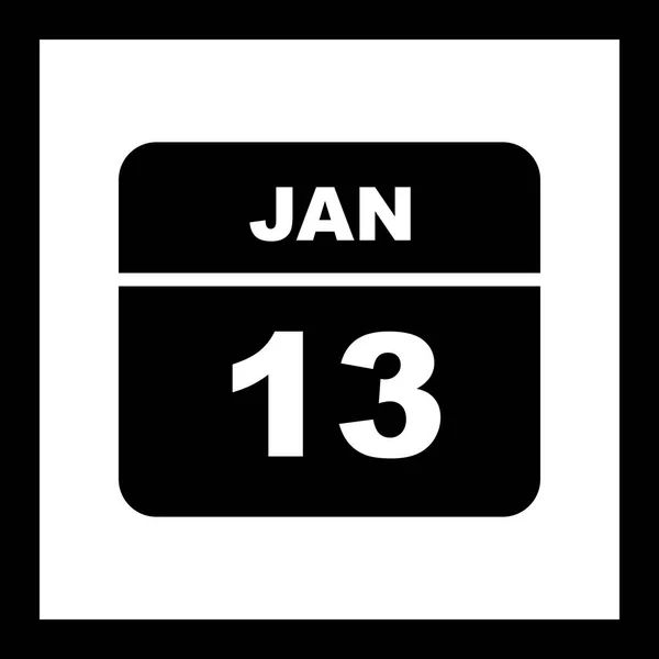13 stycznia Data w kalendarzu jednodniowe — Zdjęcie stockowe