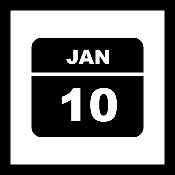 Дата 10 января в календаре одного дня — стоковое фото