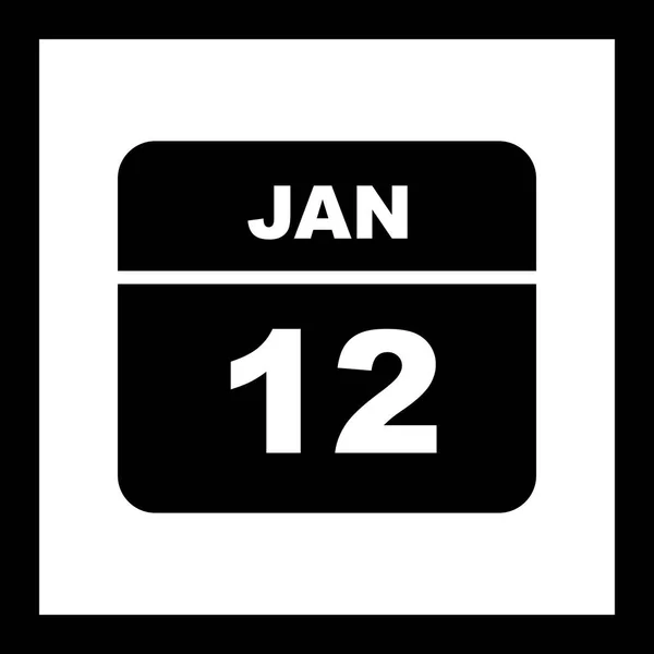 12th Ιανουαρίου ημερομηνία σε ένα ημερολόγιο — Φωτογραφία Αρχείου