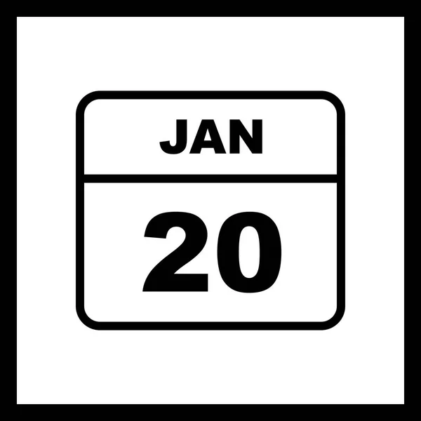 20. Januar Datum an einem einzigen Tag Kalender — Stockfoto