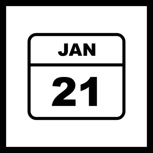 21 de enero Fecha en un calendario de un solo día — Foto de Stock