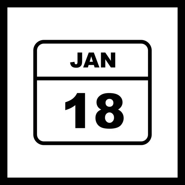 18 de enero Fecha en un calendario de un solo día — Foto de Stock