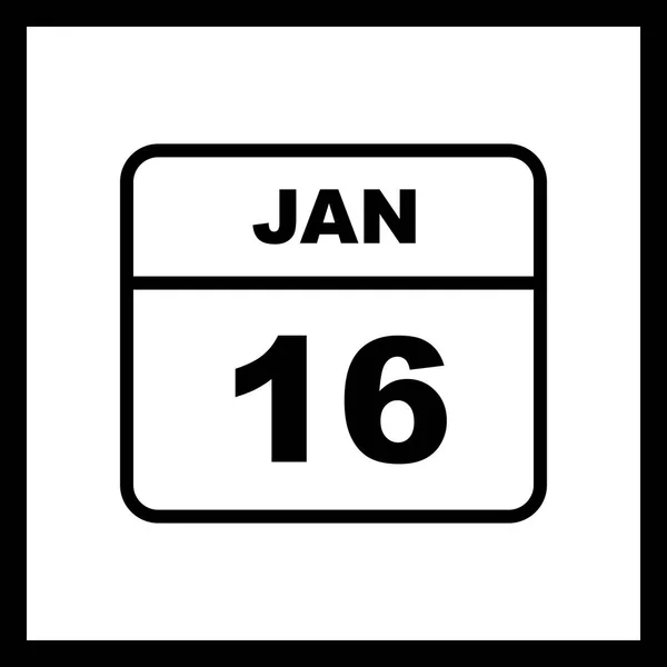 Дата 16 января в календаре одного дня — стоковое фото