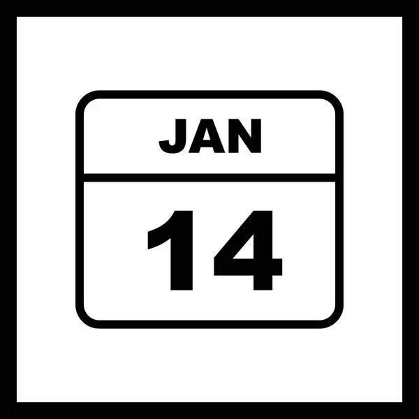 14 stycznia Data w kalendarzu jednodniowe — Zdjęcie stockowe