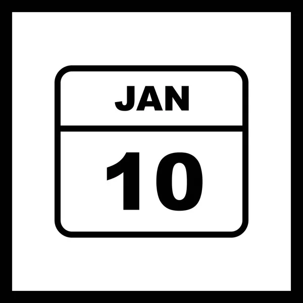 10 januari datum op een enkele dag kalender — Stockfoto