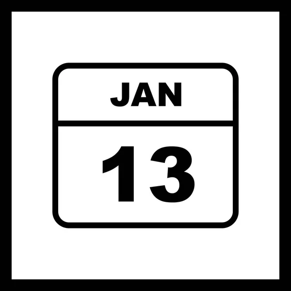 13. Januar Datum an einem einzigen Tag Kalender — Stockfoto