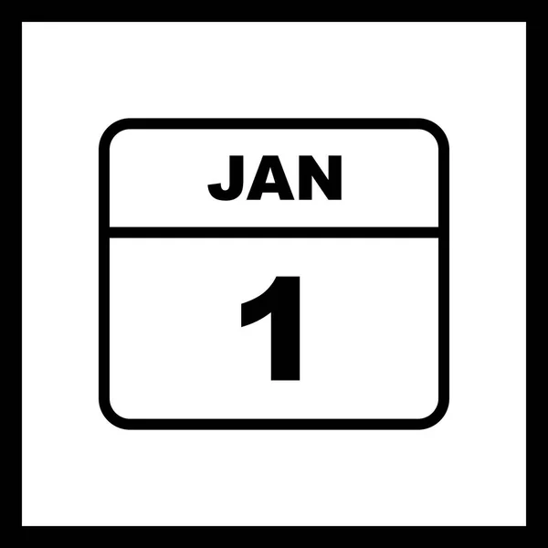 1. Januar Datum an einem einzigen Tag Kalender — Stockfoto