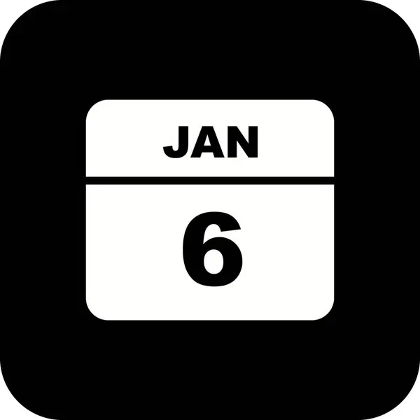6 de enero Fecha en un calendario de un solo día —  Fotos de Stock