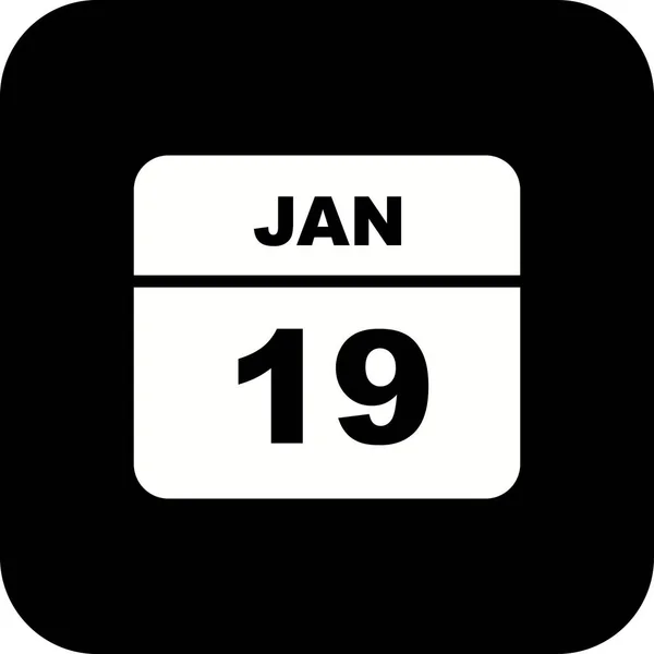 19 stycznia Data w kalendarzu jednodniowe — Zdjęcie stockowe