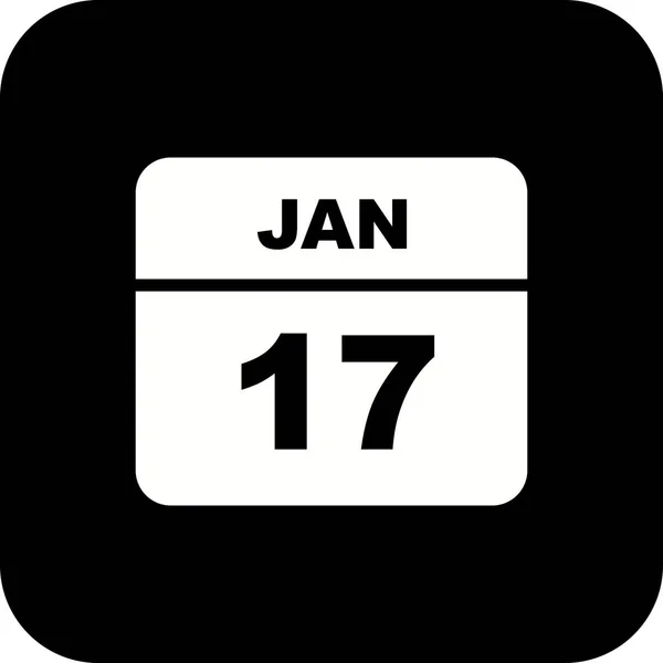 17 Gennaio Data su un Calendario Unico Giorno — Foto Stock