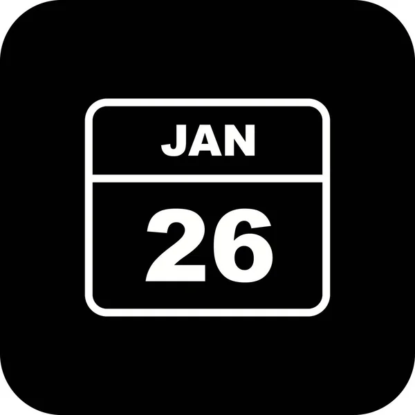 26 Gennaio Data in un Calendario Unico Giorno — Foto Stock