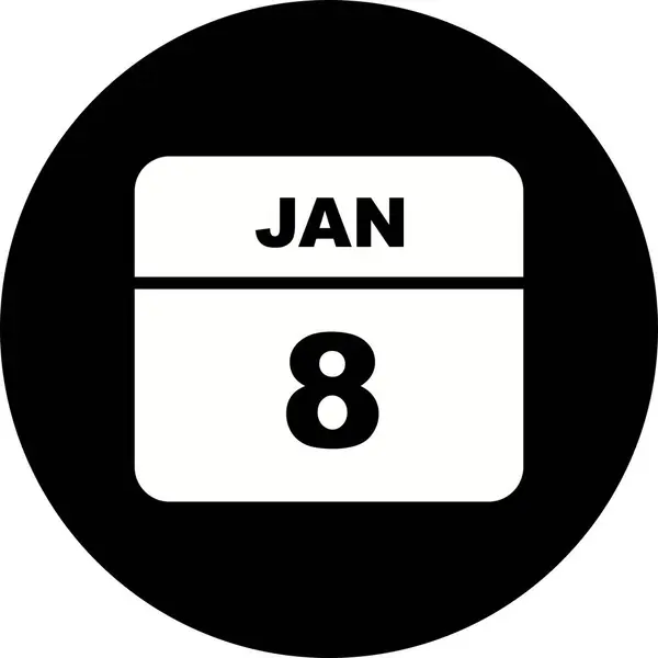 8 січня-дата одноденного календаря — стокове фото