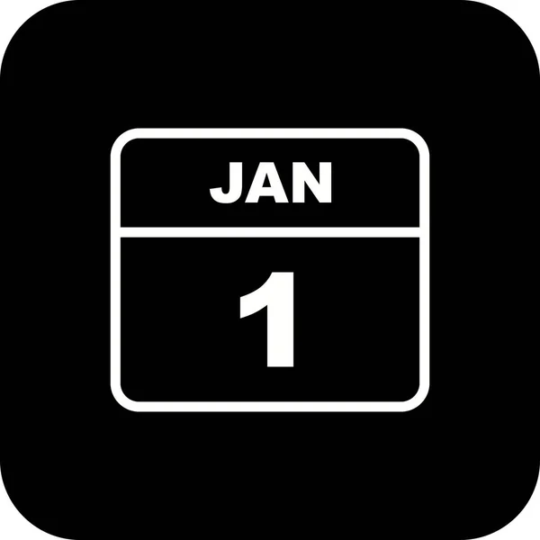 1 de enero Fecha en un calendario de un solo día —  Fotos de Stock