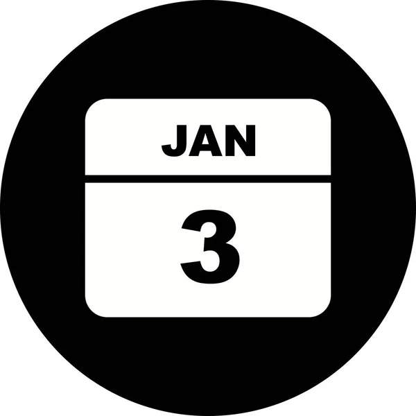 3 stycznia Data w kalendarzu jednodniowe — Zdjęcie stockowe