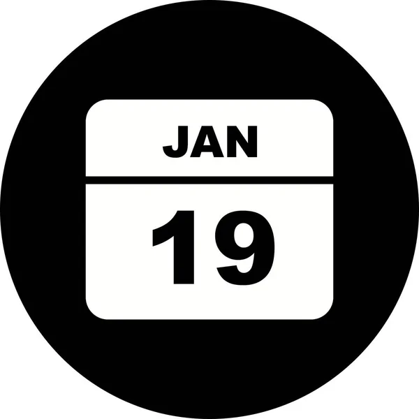 19 січня-дата одноденного календаря — стокове фото