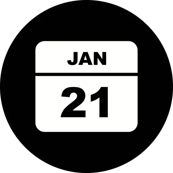 21 stycznia Data w kalendarzu jednodniowe — Zdjęcie stockowe