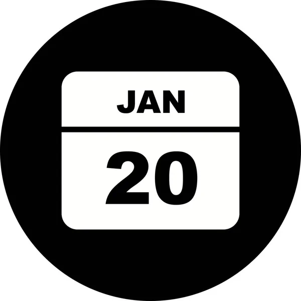 20 januari datum op een enkele dag kalender — Stockfoto