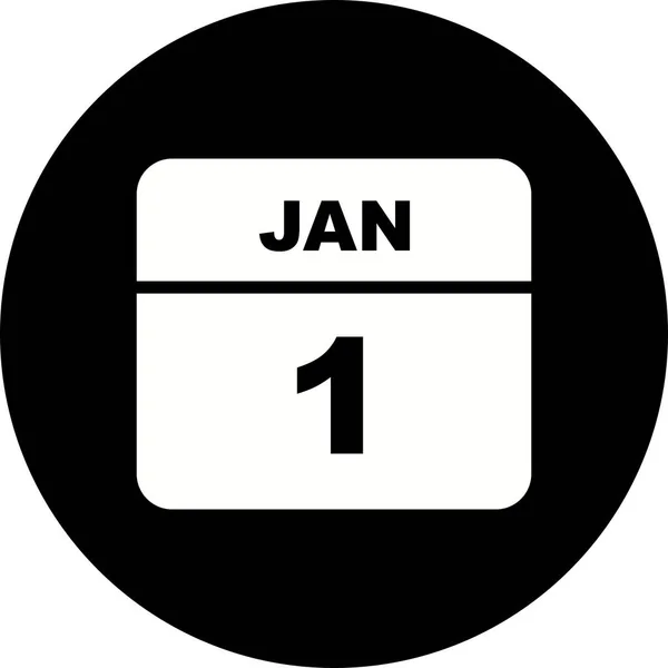01 de janeiro Data em um calendário único dia — Fotografia de Stock