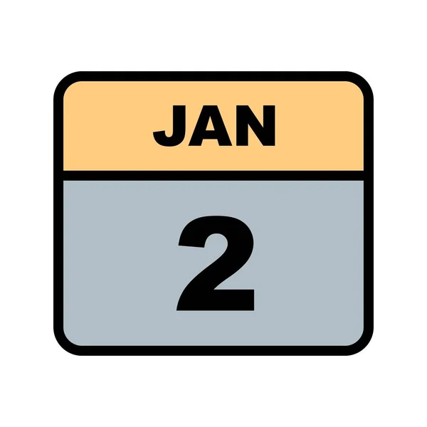 January 2nd Date on a Single Day Calendar — Stock Photo, Image
