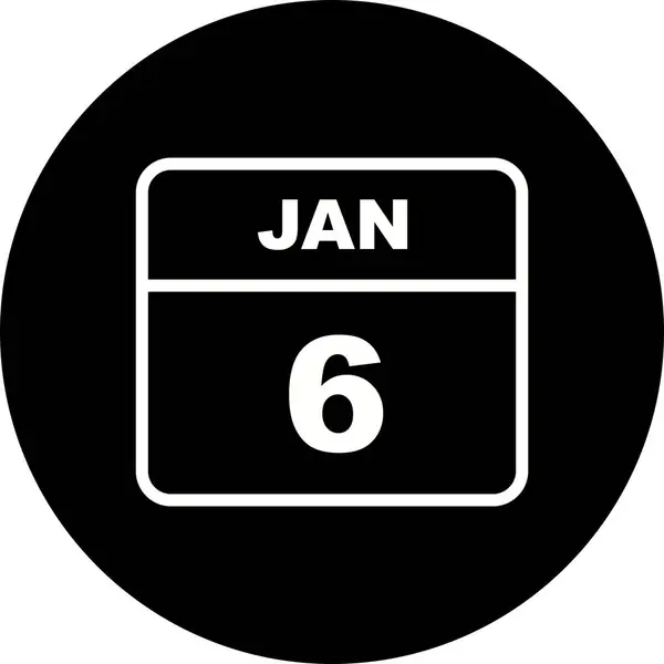January 6th Date on a Single Day Calendar — Stock Photo, Image