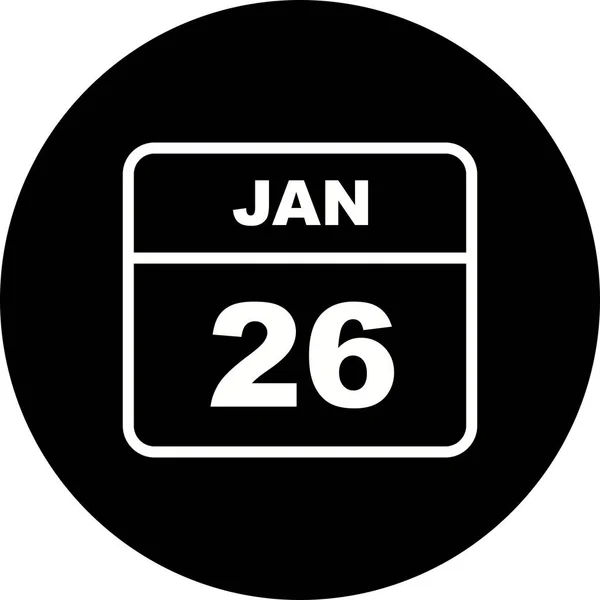 26 Gennaio Data in un Calendario Unico Giorno — Foto Stock