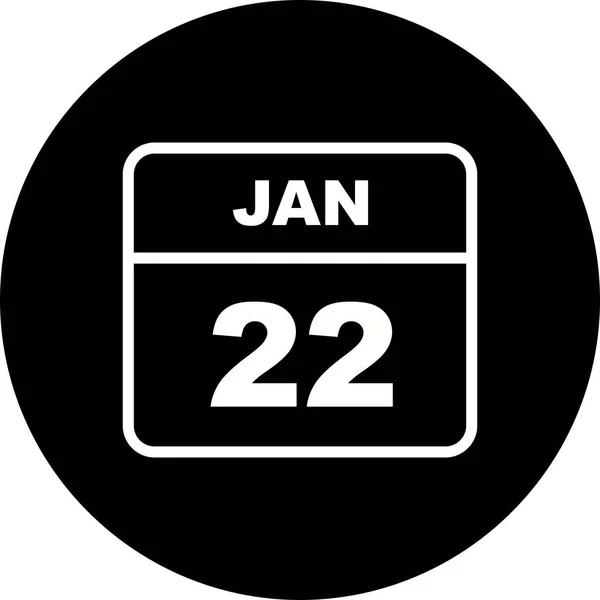 22 Gennaio Data in un Calendario Unico Giorno — Foto Stock