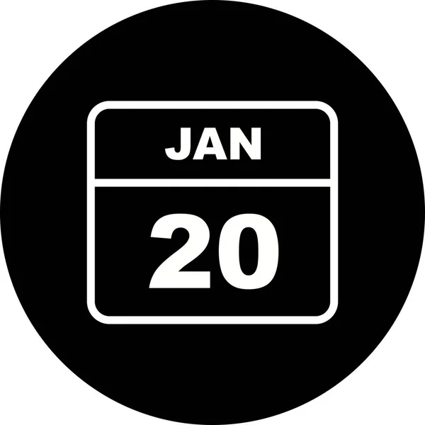 20 de janeiro Data em um calendário único dia — Fotografia de Stock