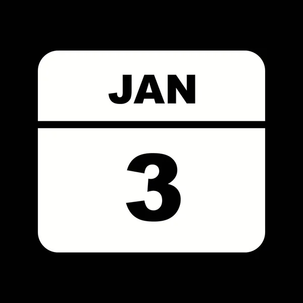 03 de janeiro Data em um calendário único dia — Fotografia de Stock