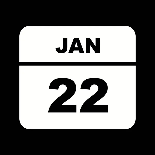 22 de janeiro Data em um calendário único dia — Fotografia de Stock