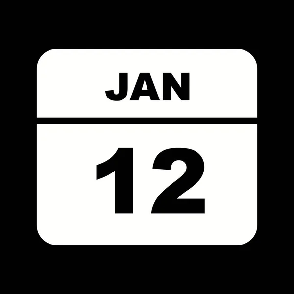 12. Januar Datum an einem einzigen Tag Kalender — Stockfoto